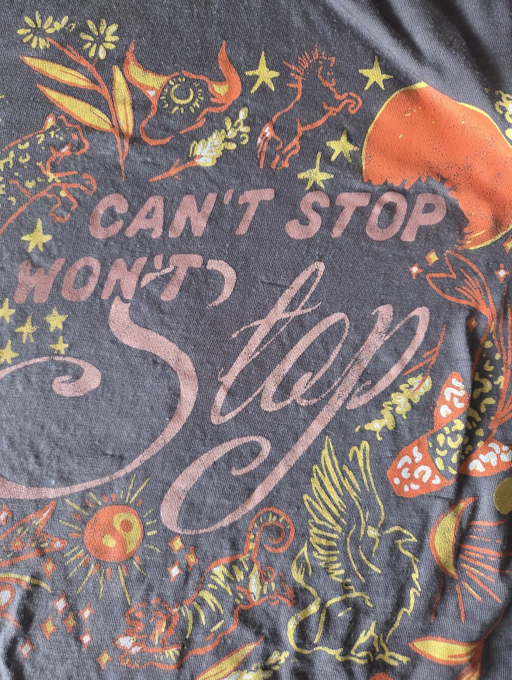 FP Movement Free People Can't Stop Won't Stop Graphic Tee Charcoal Gray Size M - Picture 7 of 9